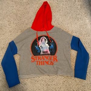 Cropped stranger things hoodie.